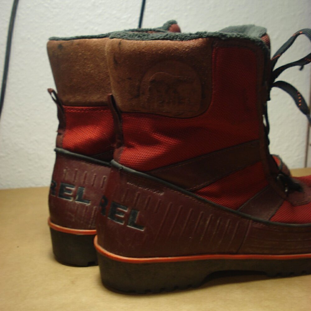 SOREL Tivoli II Boots Women's Size 10.5 Red Dahlia Black Lace Up Winter Shoe - Picture 11 of 12